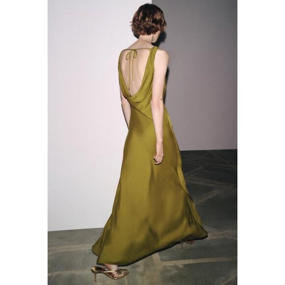 ZARA ZW COLLECTION SATIN LONG DRESS - Picture 4 of 8